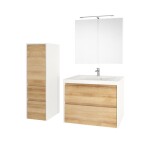MEREO - Opto, koupelnová skříňka s umyvadlem z litého mramoru 101 cm, bílá/dub Riviera CN932M