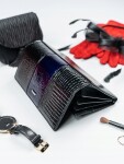 Kožená lakovaná peněženka Shirley, tmavě modrá