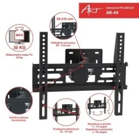 AR-49 / Nástěnný držák TV LCD/LED / 22-47" / VESA / nastavitelný / max. 30 kg (RAMART AR-49)
