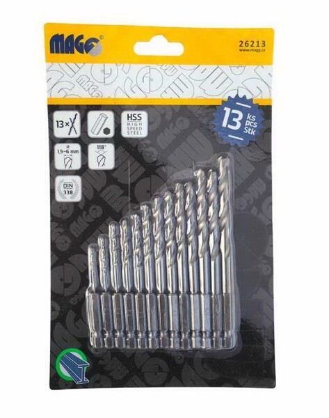 Sada vrtáků MAGG HEX do kovu Ø 1,5-6,5mm 26213