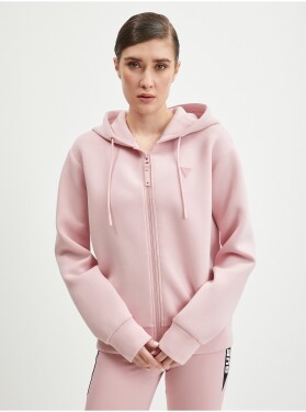 Světle růžová dámská mikina na zip kapucí Guess Allie Dámské