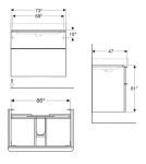 GEBERIT - Smyle Square Umyvadlová skříňka, 73x47x62 cm, 2 zásuvky, lávová 500.353.JK.1