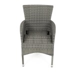 Židle zahradní, šedý umělý ratan, kov, stohovatelná.