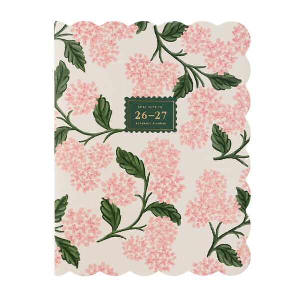 Rifle Paper Co. Měsíční plánovací notes 2026/2027 Pink Hydrangea, růžová barva, papír