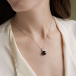 Stříbrný náhrdelník s černou 10 mm perlou Noema - stříbro 925/1000, Stříbrná Černá 39 cm + 7 cm (prodloužení)