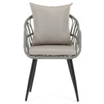 Zahradní židle, kov, polyratan, šedá, AZ-F1406 GREY