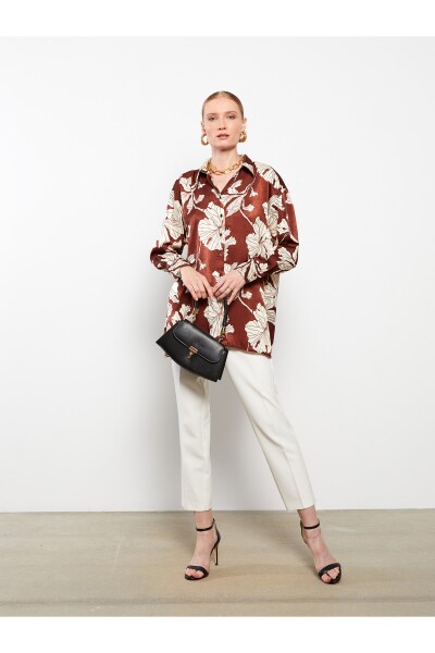 LC Waikiki Women's Floral Long Sleeve Satin Shirt