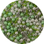 Dortisimo 4Cake Cukrové zdobení bílé, stříbrné a zelené Mint Breeze (100 g) Besky edice