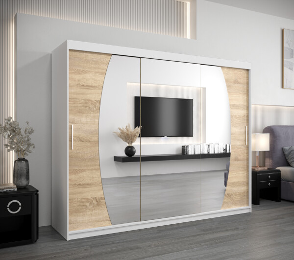 Šatní skříň Abi E0 Barva korpusu: Bílá, Rozměry: 250 cm, Dveře: Dub sonoma