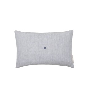 Bastion Collections Lněný polštář s výplní Blue Heart 30 x 50 cm, modrá barva, textil