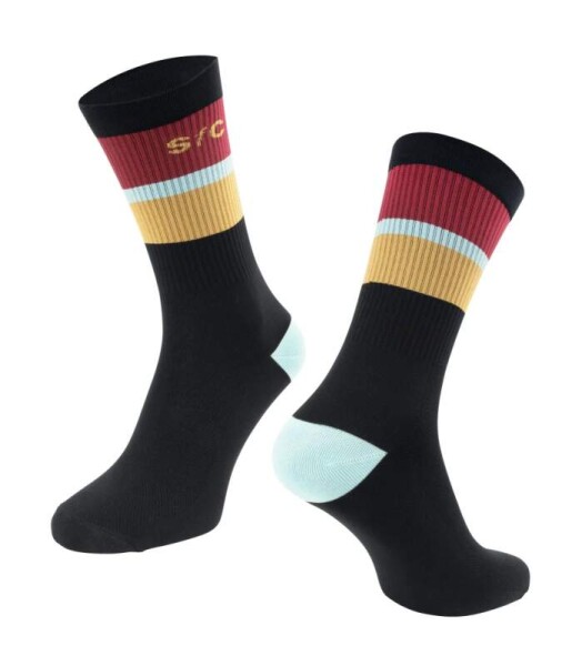 Ponožky FORCE STRIPE dlouhé, černé (barva černá, velikost L/XL)