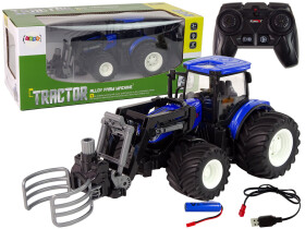 Mamido Traktor s uchopovačem balíků na dálkové ovládání modrý