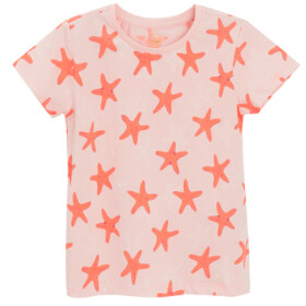 Tričko s krátkým rukávem s mořskými hvězdicemi -světle růžové - 98 LIGHT PINK