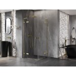 MEXEN/S - Lunar L Duo sprchový kout dveře křídlové 90 x 90, transparent, zlato 834L-090L-090P-50-00