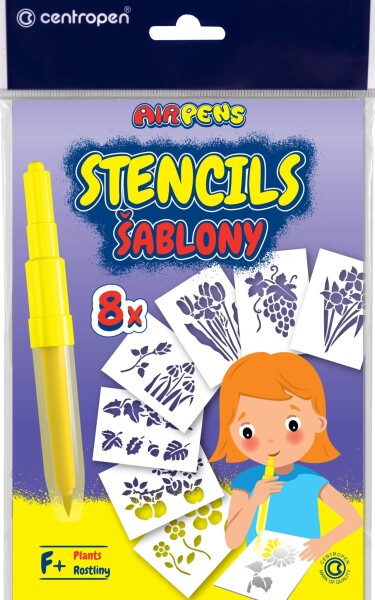Šablony k foukacím fixům, set F+ květiny, 8 ks