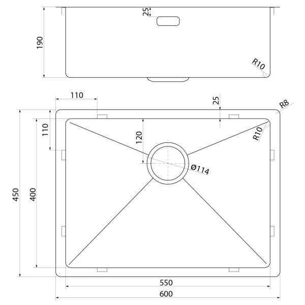 SAPHO - ZENITH nerezový dřez 60x45cm, měď mat ZN6045PG