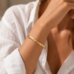 Pevný bangle náramek Cintia Gold - chirurgická ocel, Zlatá