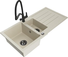MEXEN - Andres granitový dřez s odkapávačem včetně baterie Duo, béžová 6515-69-671701-70-B