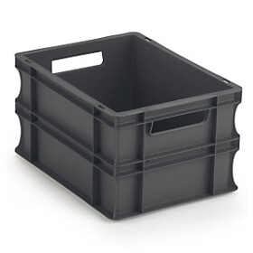 Euro přepravka ekonomická, 400x300x220 mm, 100% recyklovaná, šedá