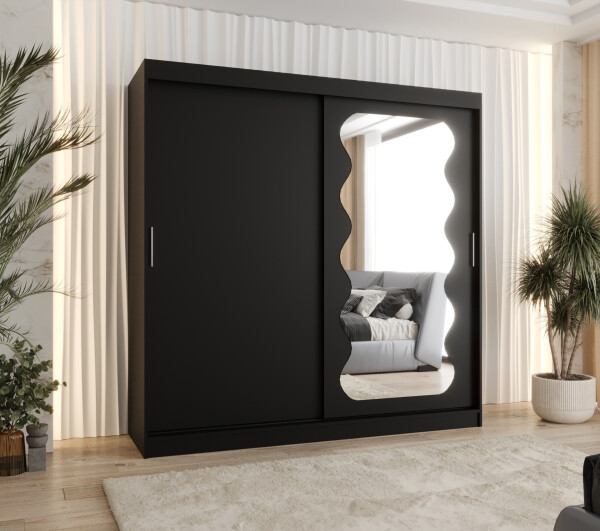 Šatní skříň Abi Spoti Rozměry: 200 cm, Barva korpusu + barva dveří: Černá + Černá