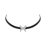 Choker náhrdelník Ynka - motýl, zirkon, Černá 38 cm + 5 cm (prodloužení)