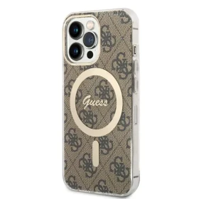 Pouzdro Guess 4G IML MagSafe iPhone 13 Pro hnědé