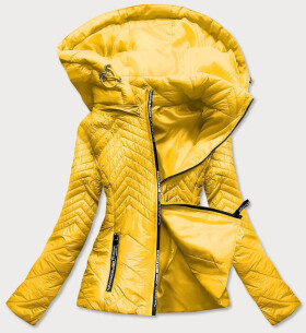 Krátká žlutá prošívaná dámská bunda kapucí model 14764898 žlutá S'WEST