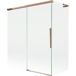 MEXEN/S - Rox L vanová zástěna 2-křídlová posuvná 140 + 70 x 150, transparent, růžové zlato 8C9L-140-070-60-00