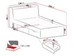 Postel Delta DL15 - 120x200 cm Dveře: Dub / Antracit