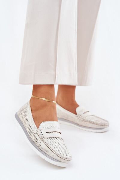 Dámské mokasíny z eco kůže stříbrné Bralithia 37