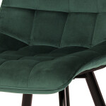 Jídelní židle, potah v zeleném sametu, kovové podnoží v černé práškové barvě