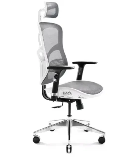 Diablo V-Basic bílo-šedá / ergonomická židle / nastavitelná / síťovaná / pojezdová kolečka / nosnost 150 kg (V-BASICBIASZ)