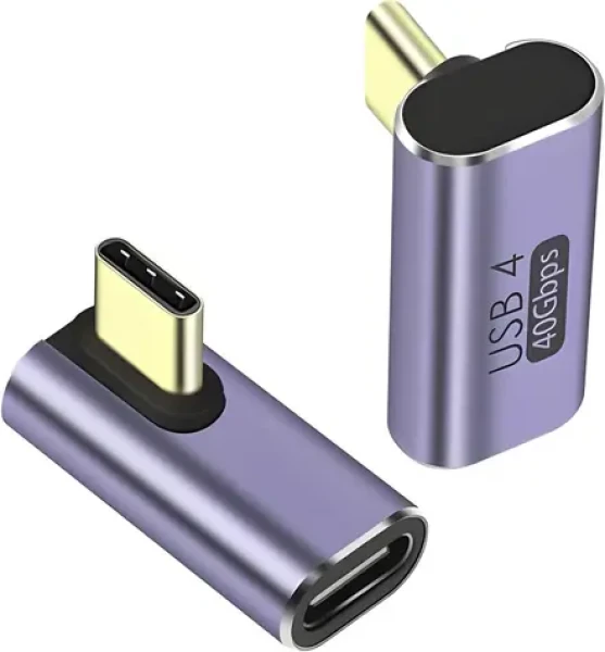 PremiumCord Adaptér USB-C 90° hliníkový / Redukce / USB-C / USB4.0 / 40 Gbps / 100 W (kur31-41)