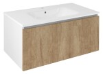 SAPHO - LOREA umyvadlová skříňka 90x44x51,2cm, 1x zásuvka, dub alabama/bílá mat LE090-2231