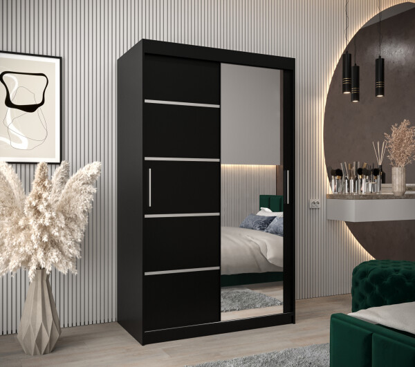 Šatní skříň Abi V2 Barva korpusu: Černá, Rozměry: 120 cm, Dveře: Černá