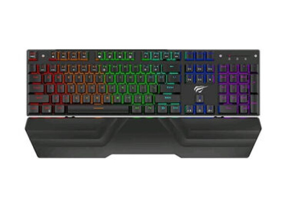 Rozbaleno - Havit KB856L RGB černá / Herní klávesnice / mechanická / zápěstní opěrka / USB / QWERTY / 1.5 m / rozbaleno (KB856L.Rozbaleno)