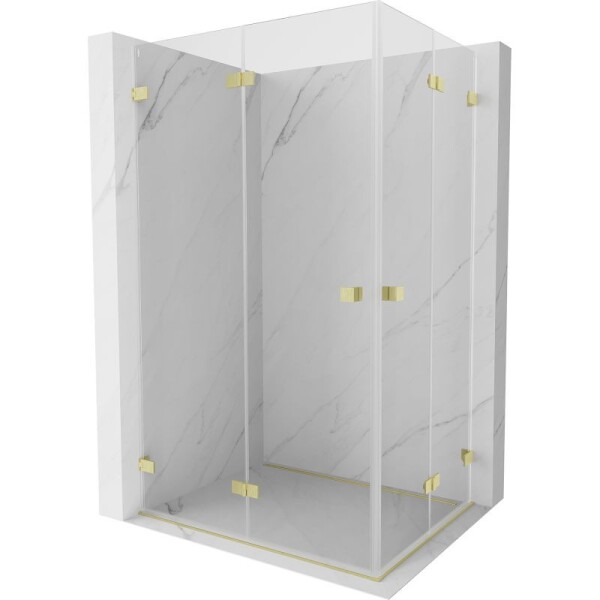 MEXEN/S - Lunar-F Duo sprchový kout skládací dveře 95 x 90, transparent, zlato kartáčovaná 836-095L-090P-55-00