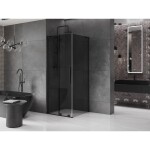 MEXEN/S - Velar L sprchový kout, posuvné dveře 100 x 100, grafit, černá 871-100-100-43-70