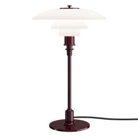 Louis Poulsen Stolní lampa PH 3/2 Glossy Burgundy, červená barva, sklo, kov, plast