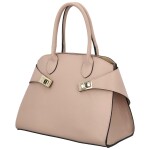 Módní dámská kožená kabelka do ruky Arietta, růžová