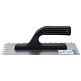 Hladítko nerezové 280 x 128 mm, plastová rukojeť, 10 x 10 zuby, STALCO