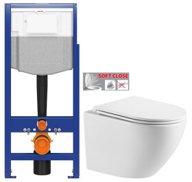 AKCE/SET - CERSANIT předstěnový instalační systém bez tlačítka + WC INVENA LIMNOS WITH SOFT, včetně soft/close sedátka K97-526 X LI1