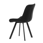 Židle jídelní, černá látka v dekoru broušené kůže, černý kov