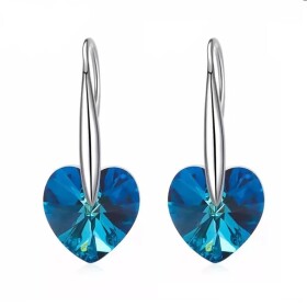Stříbrné náušnice Swarovski Elements Francoa, stříbro 925/1000, srdíčko, Modrá