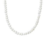 Dlouhý perlový náhrdelník Pauline Gold - sladkovodní perla, Zlatá 70 cm + 5 cm (prodloužení) Bílá