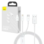 Baseus P10320105221-00 USB kabel 3v1 1m bílá / 1x USB-C / 1x microUSB / 1x Lightning (P10320105221-00)