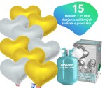 Helium set - helium a balónky IBREX mix stříbrné a zlaté srdce 15 ks - Balonky.cz Helium set - helium a balónky IBREX mix stříbrné a zlaté srdce 15 ks - Balonky.cz
