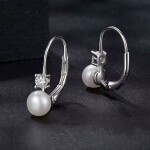 Stříbrné náušnice s perlou a 0,1 ct MOISSANITE + CERTIFIKÁT, Stříbrná Bílá