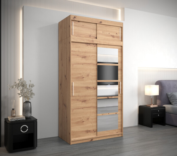 Šatní skříň Abi Ro1 s nástavcem Barva korpusu: Dub artisan, Rozměry: 120 cm, Dveře: Dub artisan