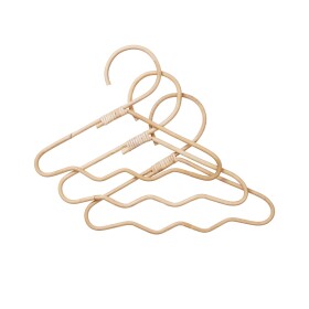 Ferm Living Dětská ramínka na šaty Wavi Rattan – set 3 ks, přírodní barva
